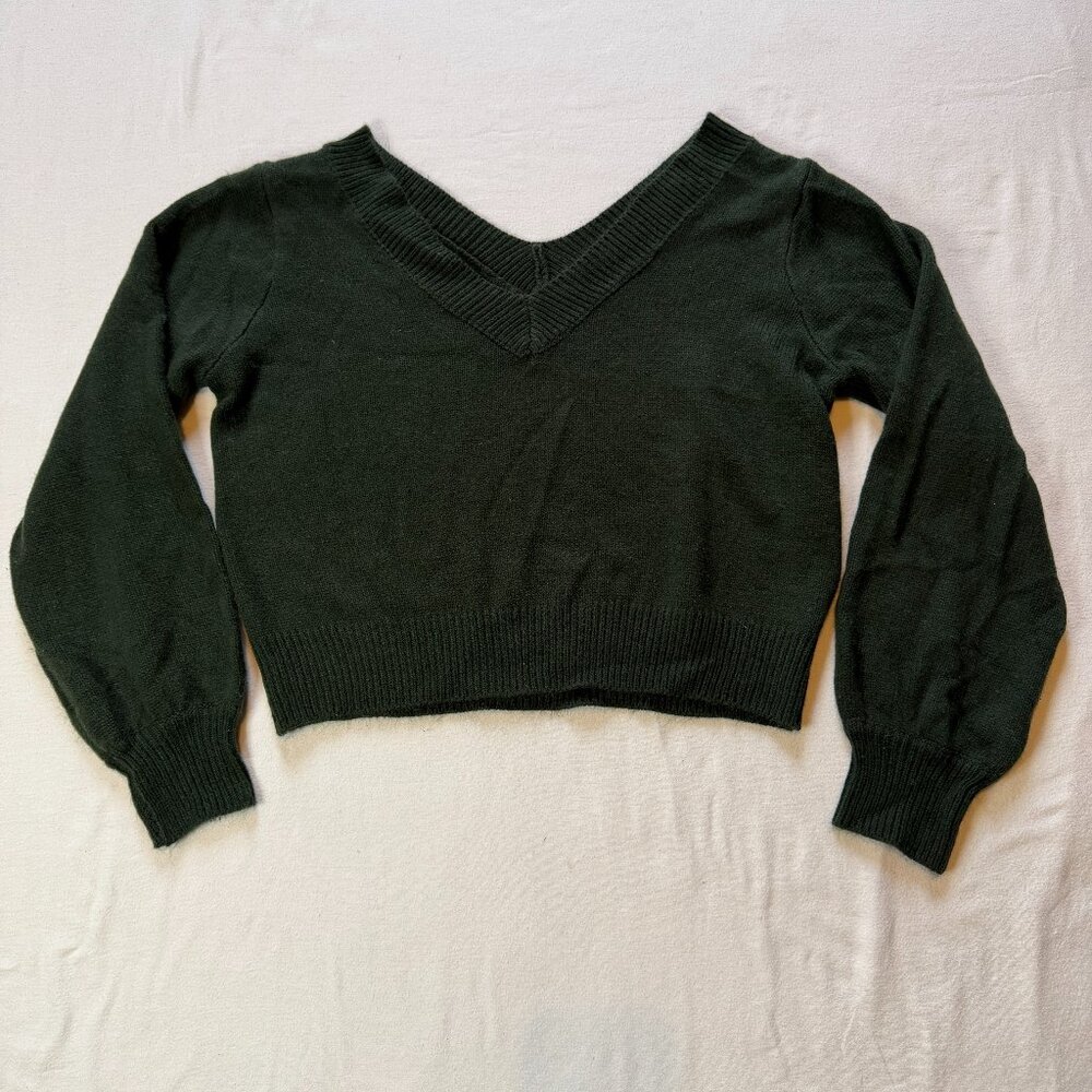 Zaful Dark Green‎ V Neck Sweater Large
